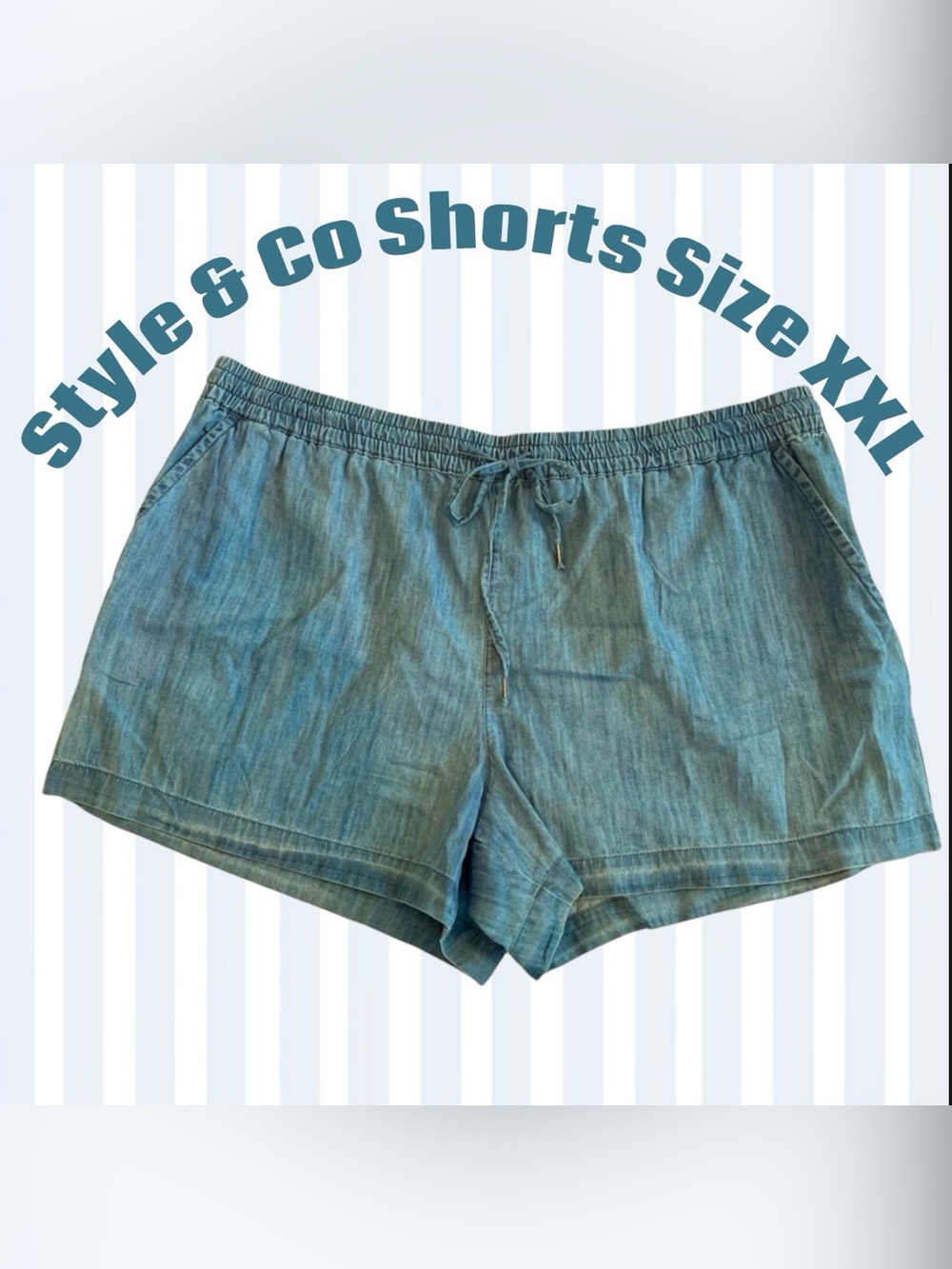 Style & Co Pull On Mid Rise Blue Shorts Size XXL